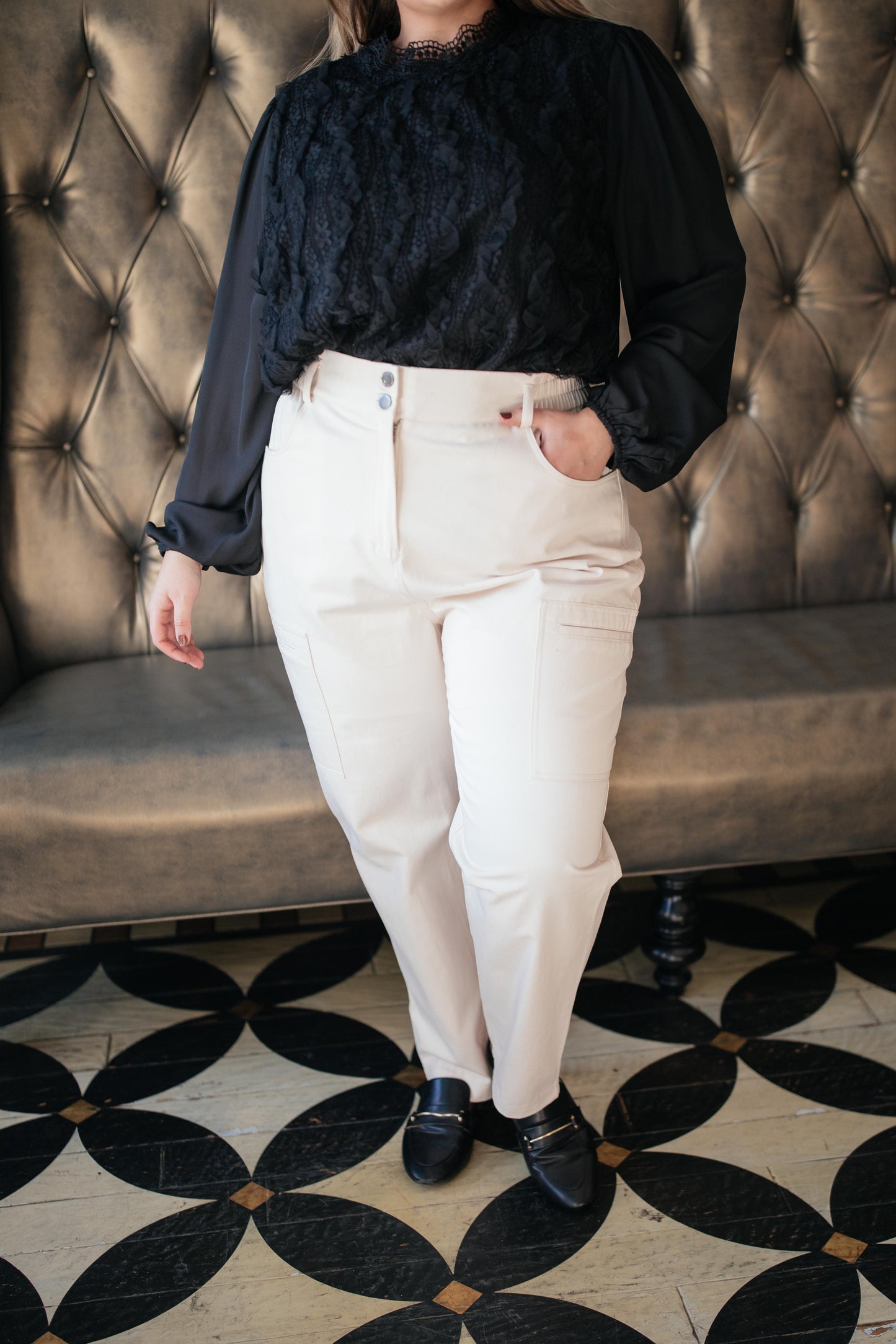 Peighton Paper Bag Pants in Ecru