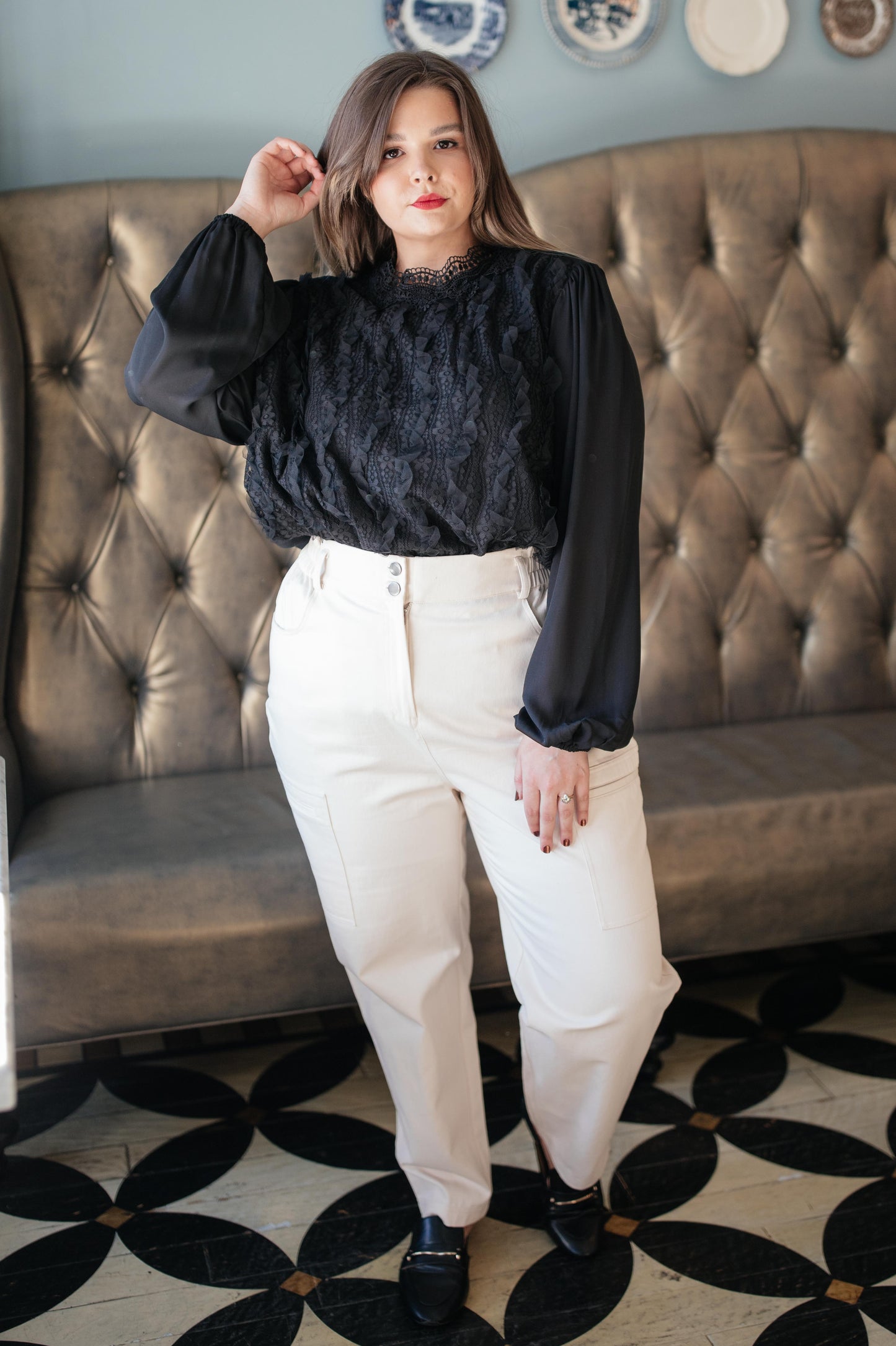 Peighton Paper Bag Pants in Ecru