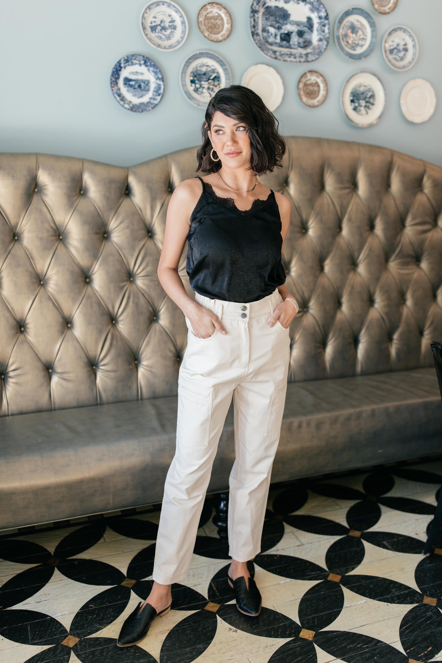 Peighton Paper Bag Pants in Ecru