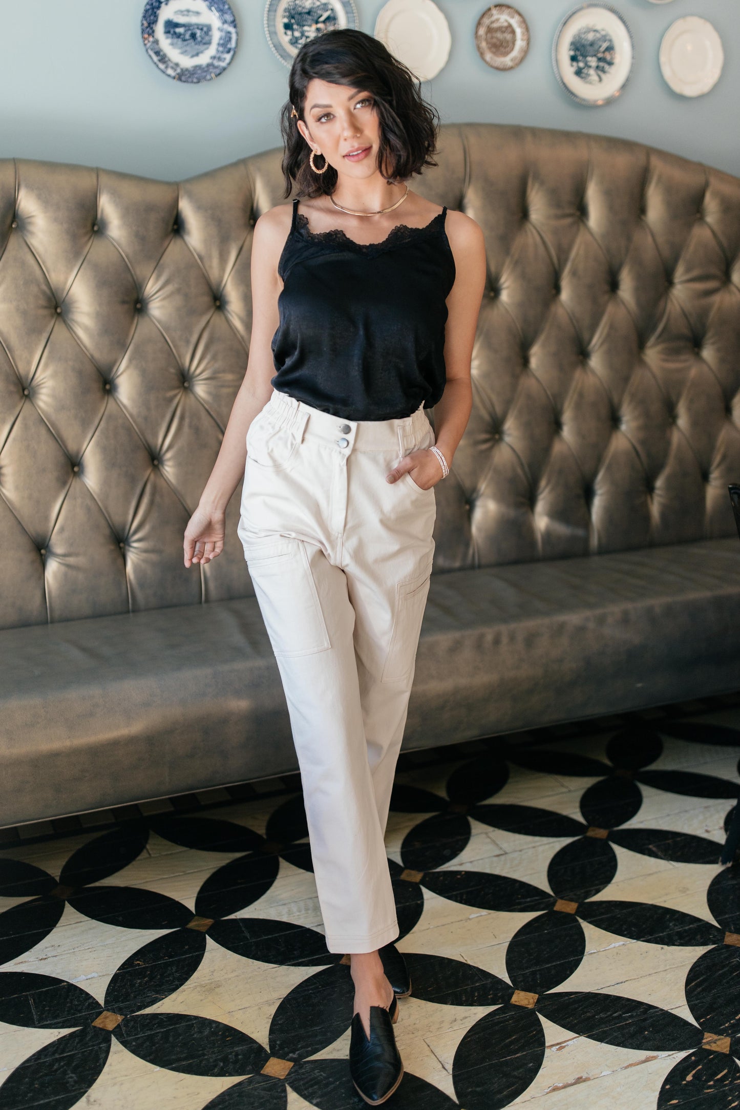 Peighton Paper Bag Pants in Ecru