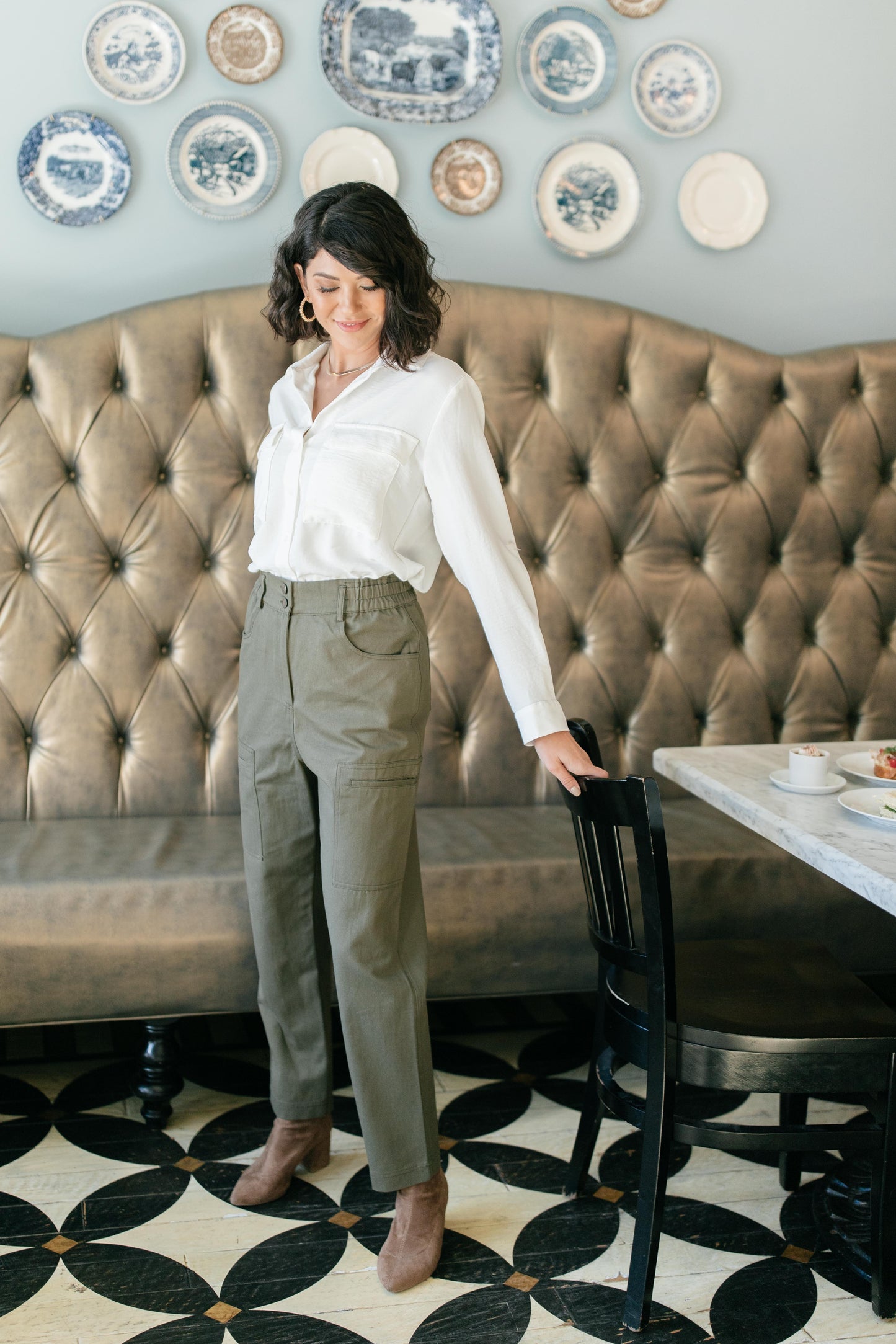 Peighton Paper Bag Pants in Olive