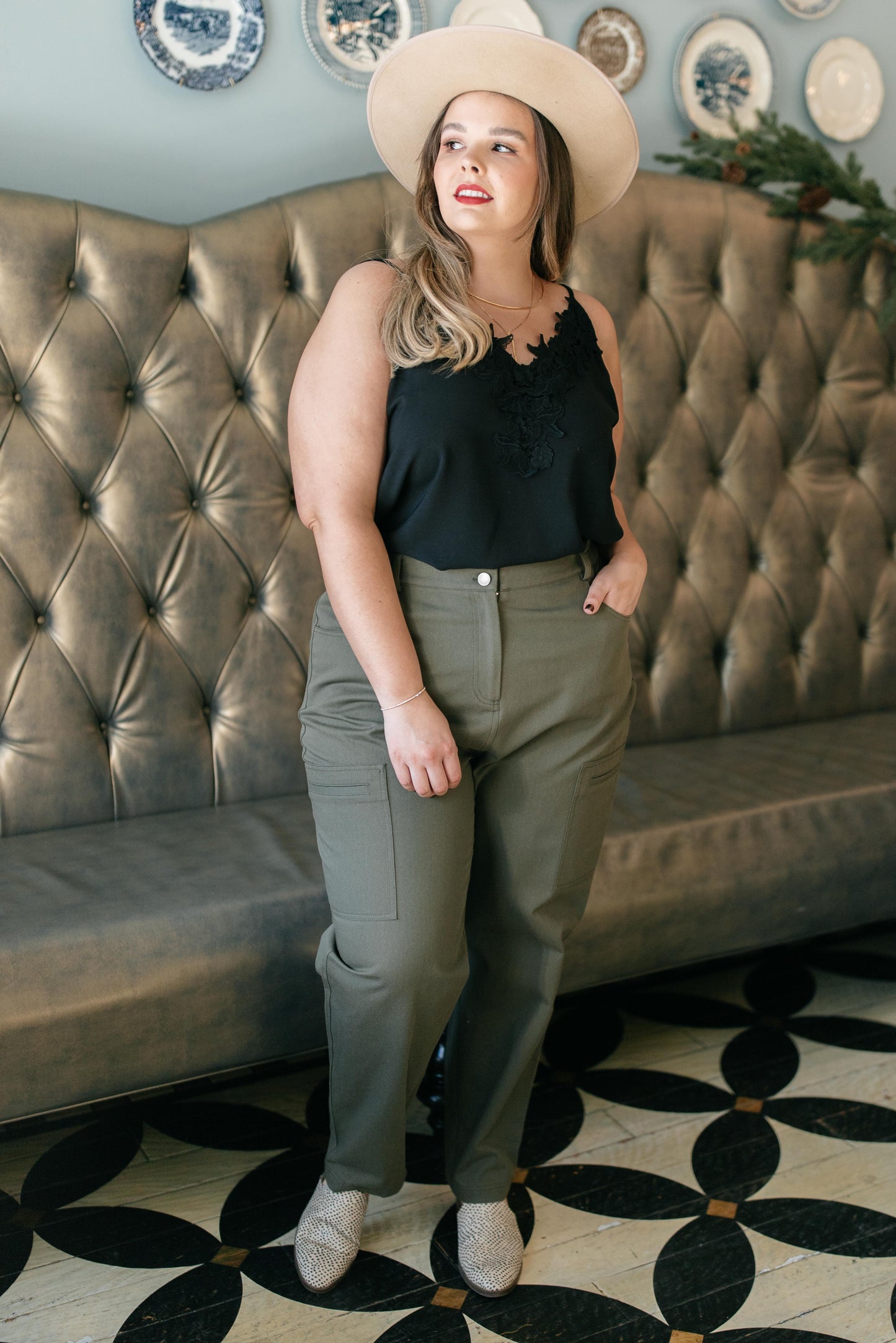 Peighton Paper Bag Pants in Olive