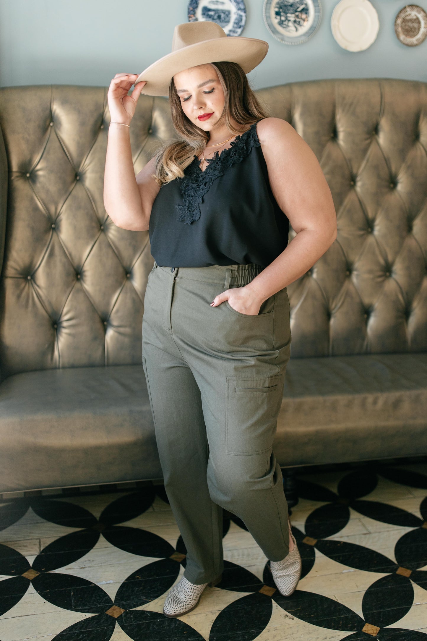 Peighton Paper Bag Pants in Olive
