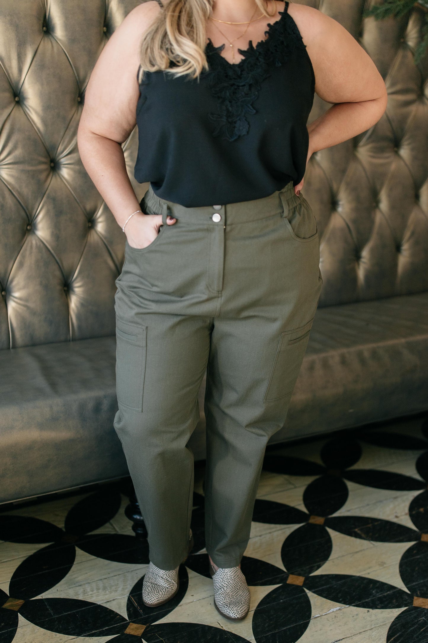 Peighton Paper Bag Pants in Olive