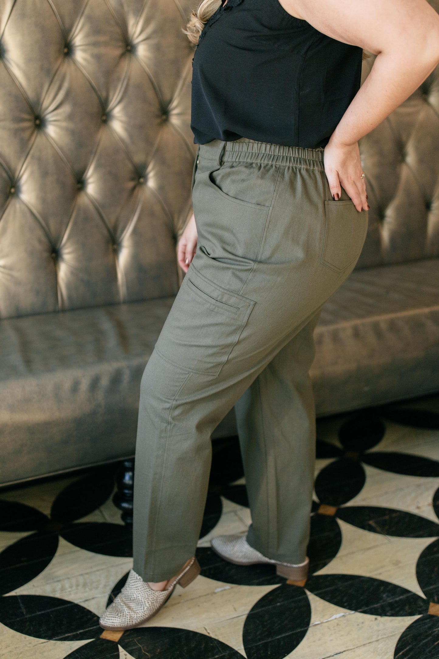 Peighton Paper Bag Pants in Olive