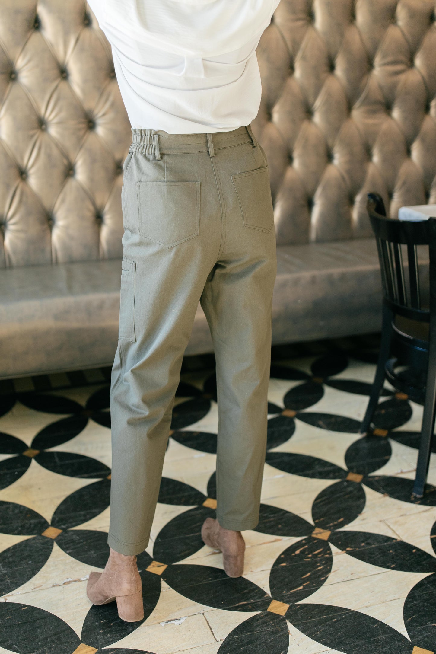 Peighton Paper Bag Pants in Olive
