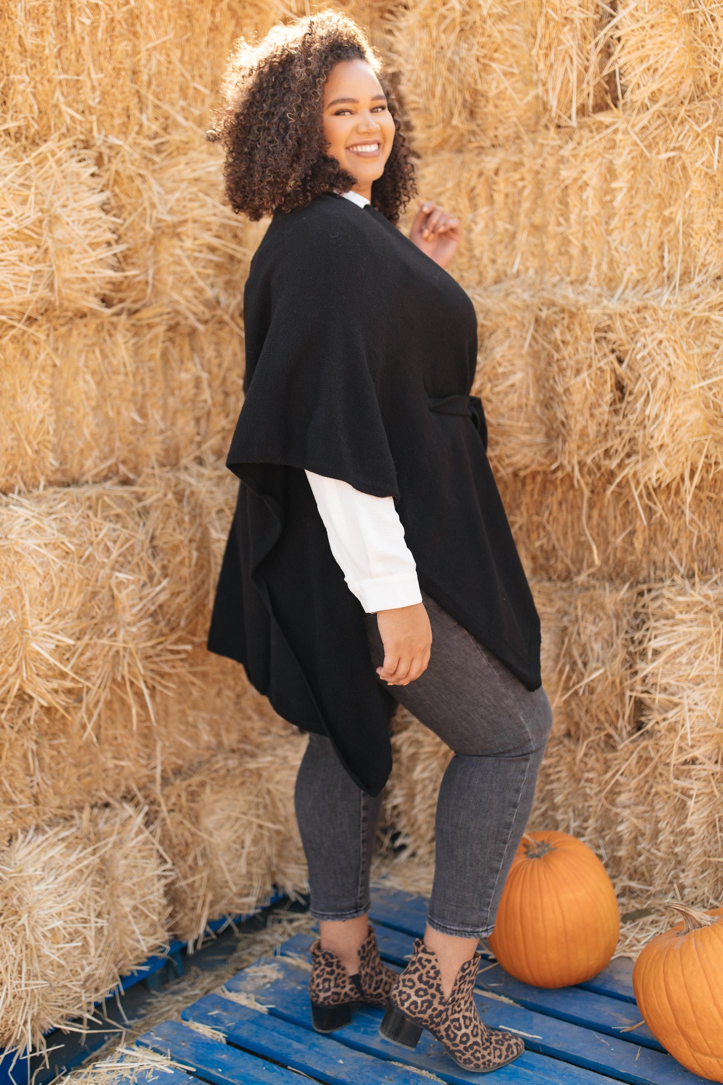 Perfect Poncho Cardigan in Black