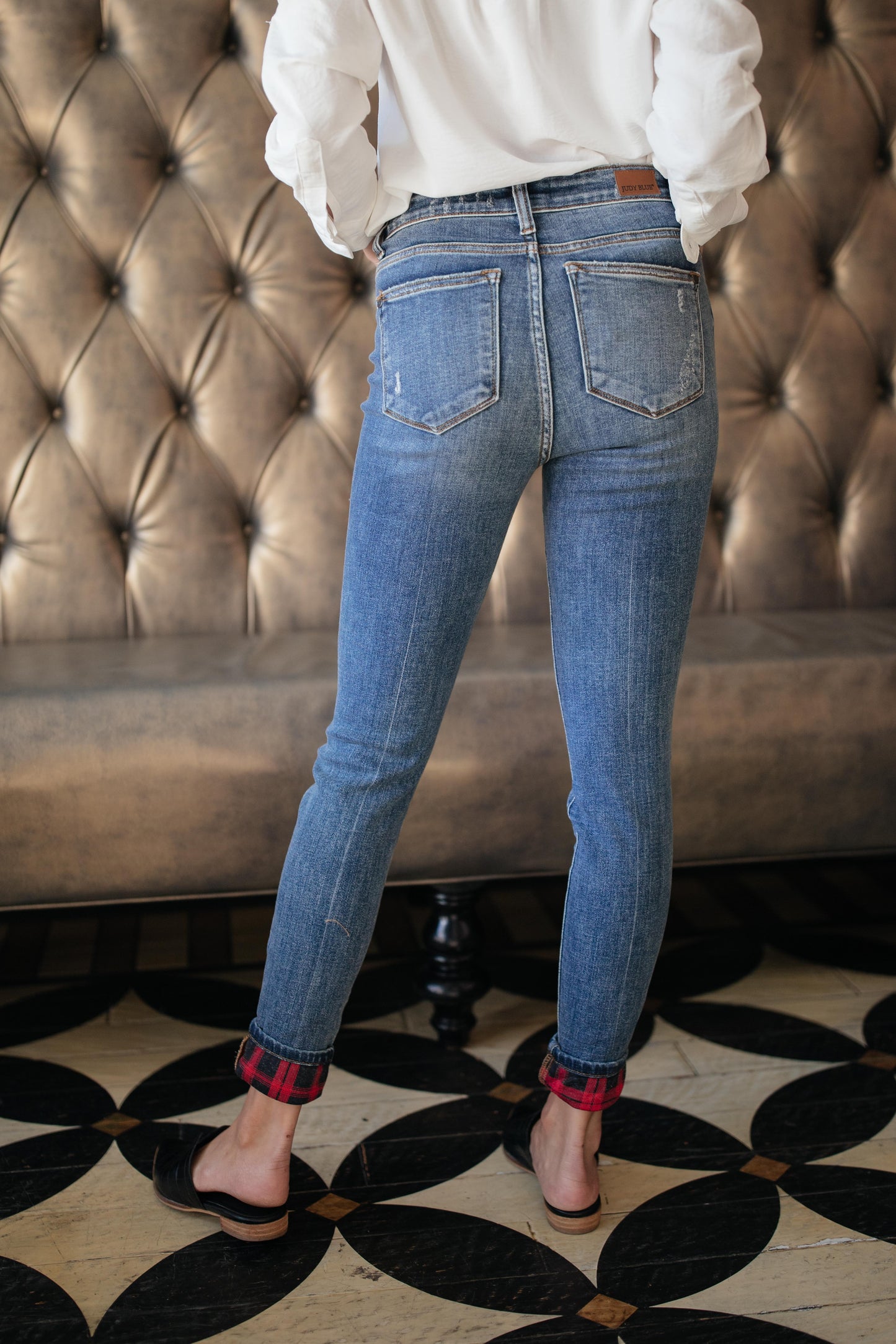 Plaid Peek-A-Boo Jeans