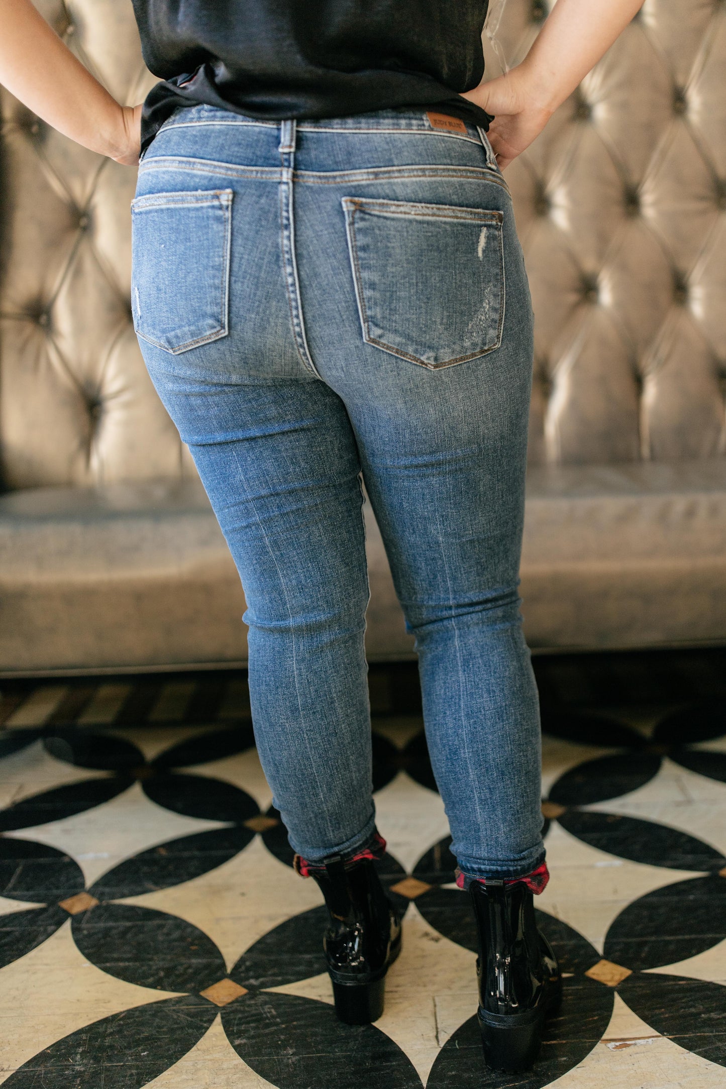 Plaid Peek-A-Boo Jeans