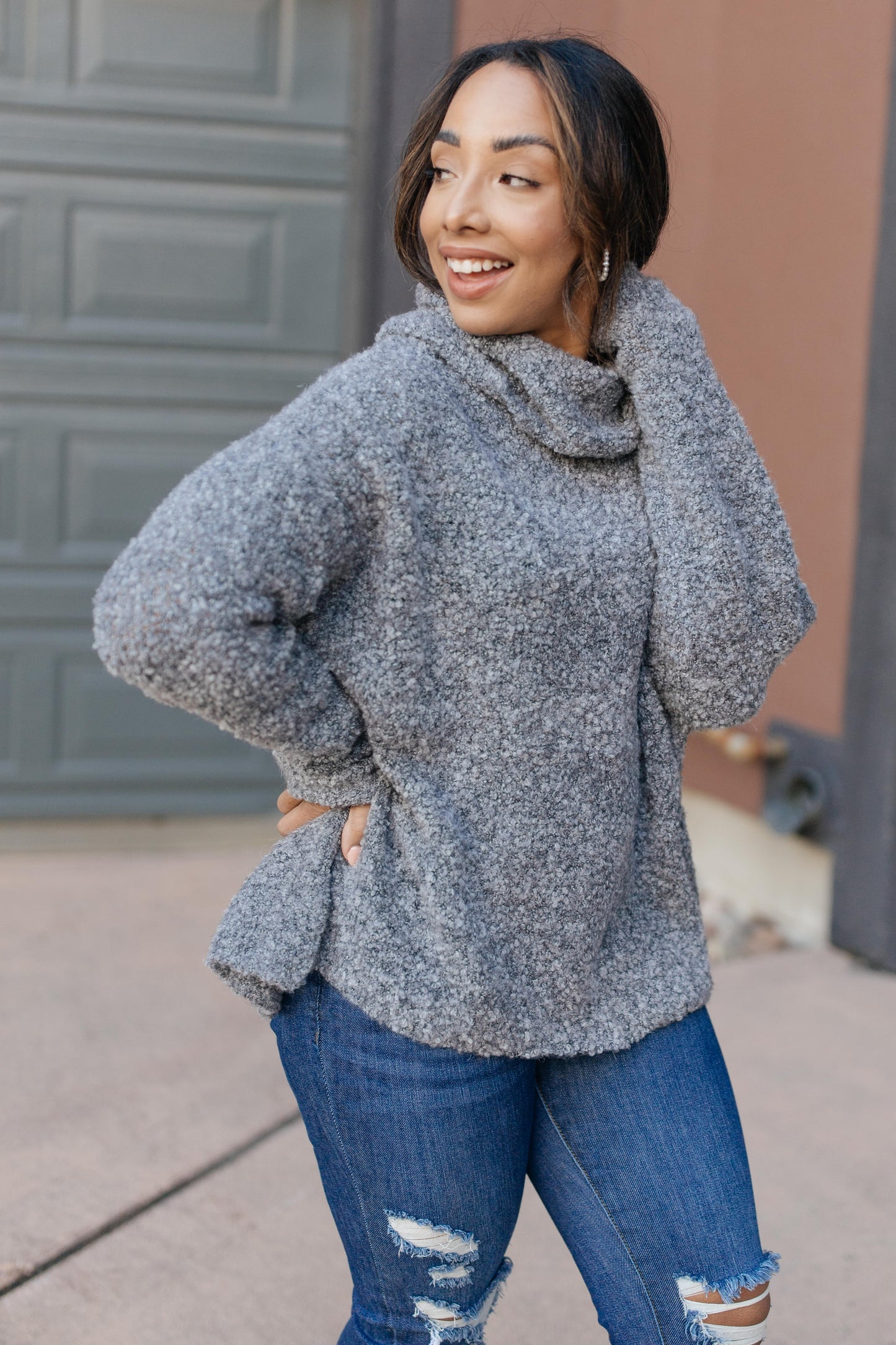 Popcorn And A Movie Sweater in Gray