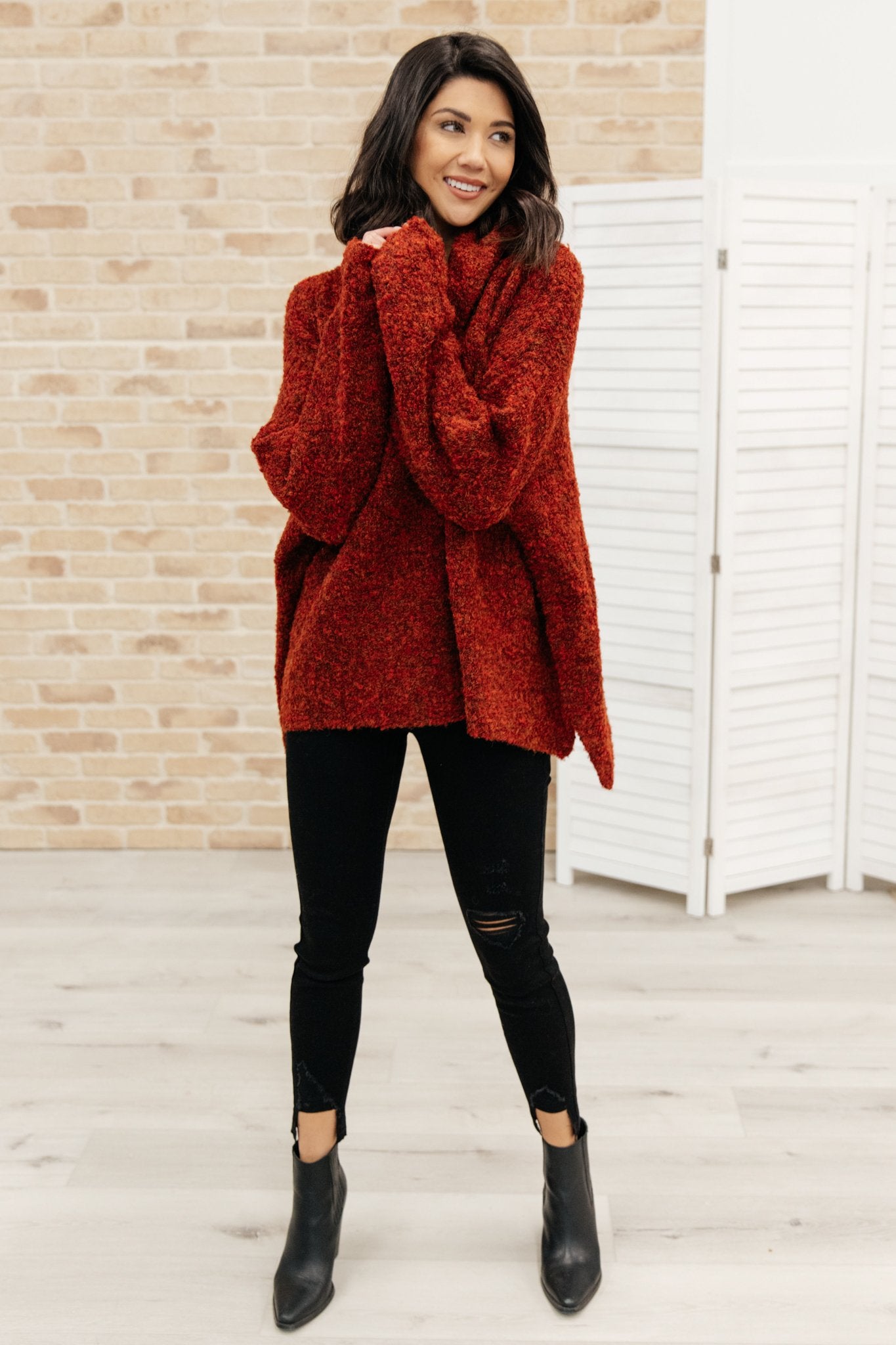 Popcorn And A Movie Sweater in Tomato