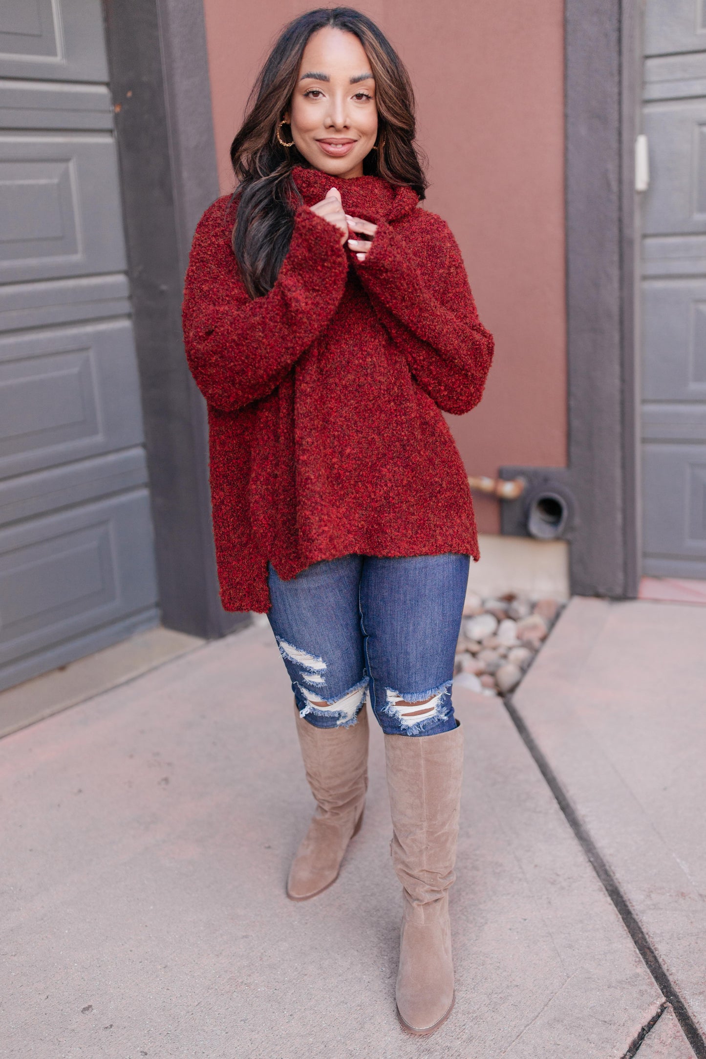 Popcorn And A Movie Sweater in Tomato