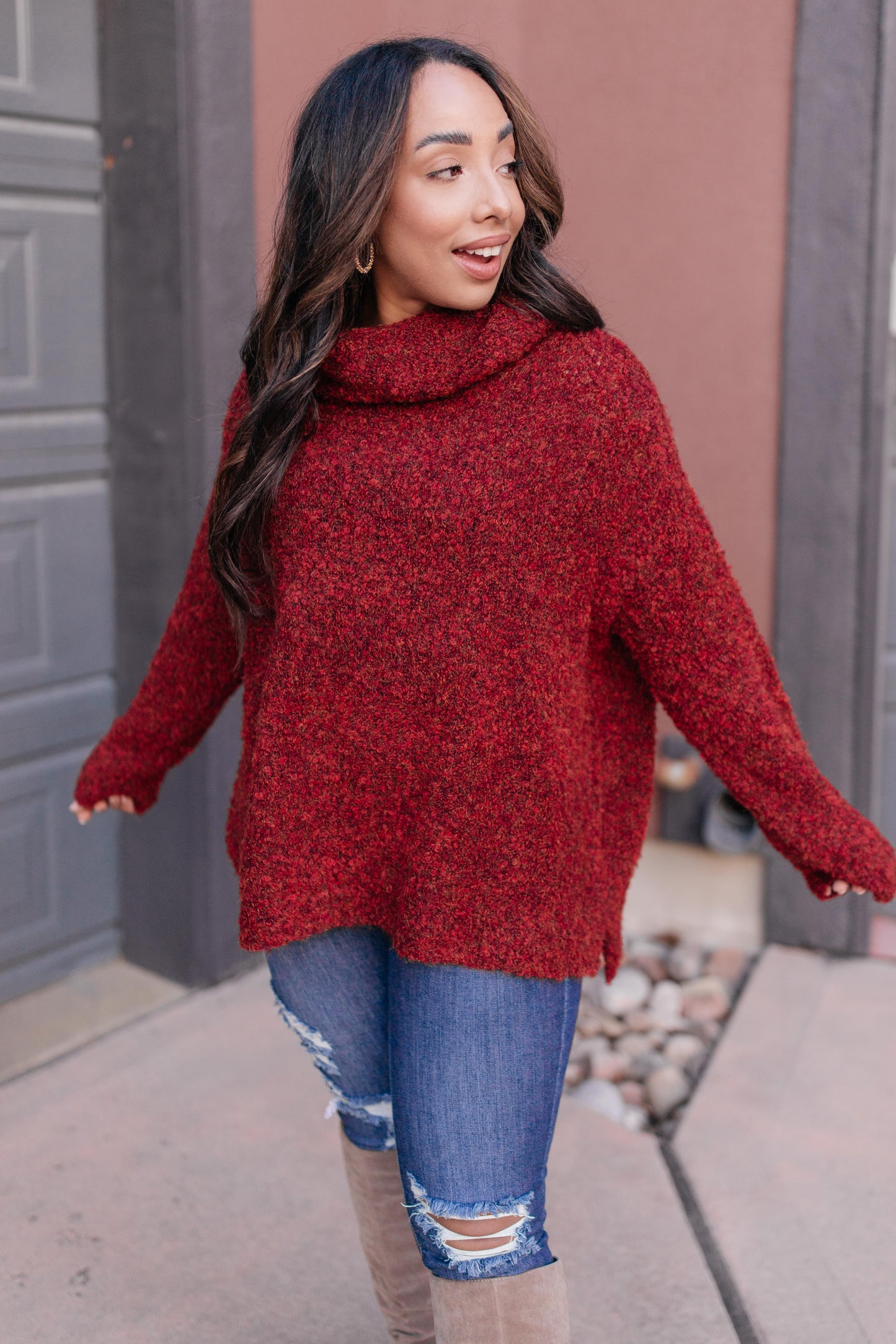 Popcorn And A Movie Sweater in Tomato