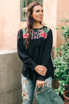 Prickly Business Embroidered Top In Black