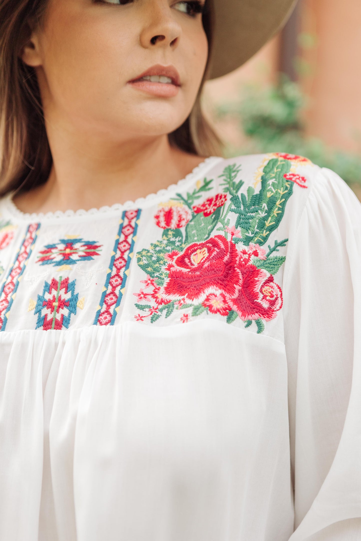 Prickly Business Embroidered Top In White