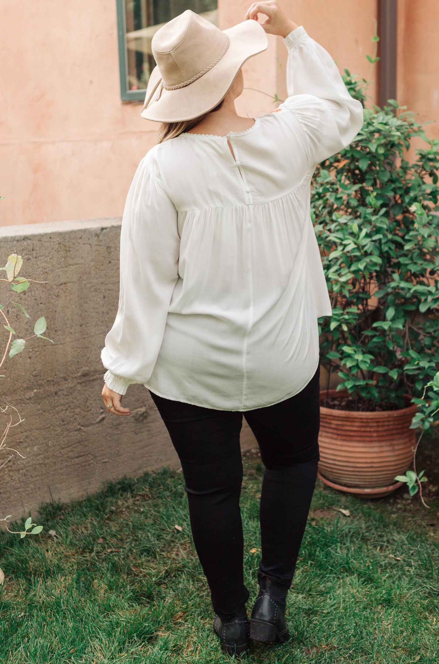 Prickly Business Embroidered Top In White