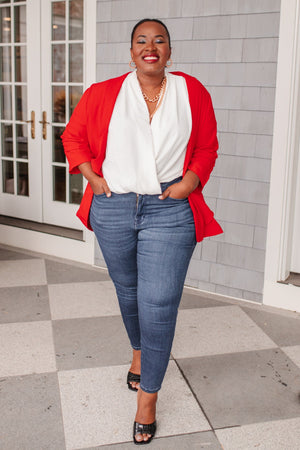 Ready for Takeoff Blazer in Red – Simply Blush