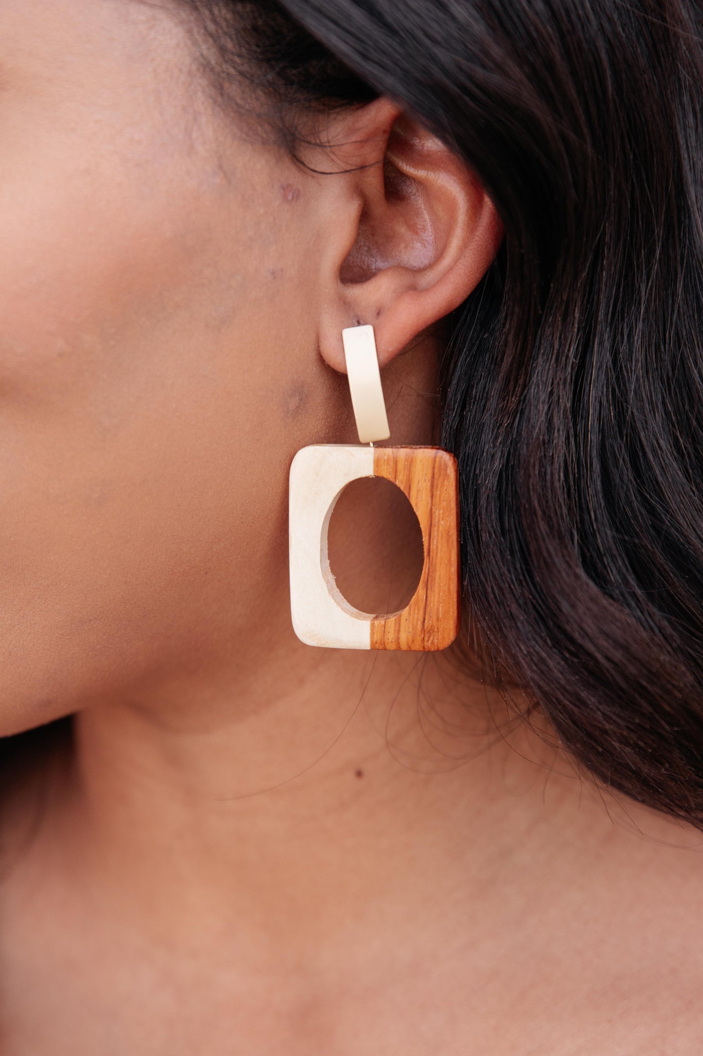 Retro Color Block Wooden Hoops
