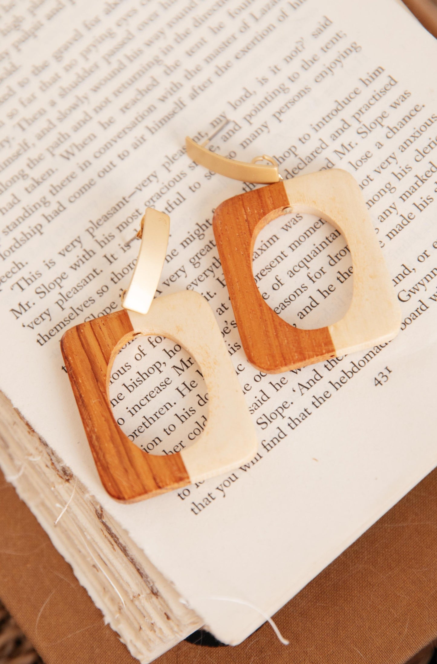 Retro Color Block Wooden Hoops