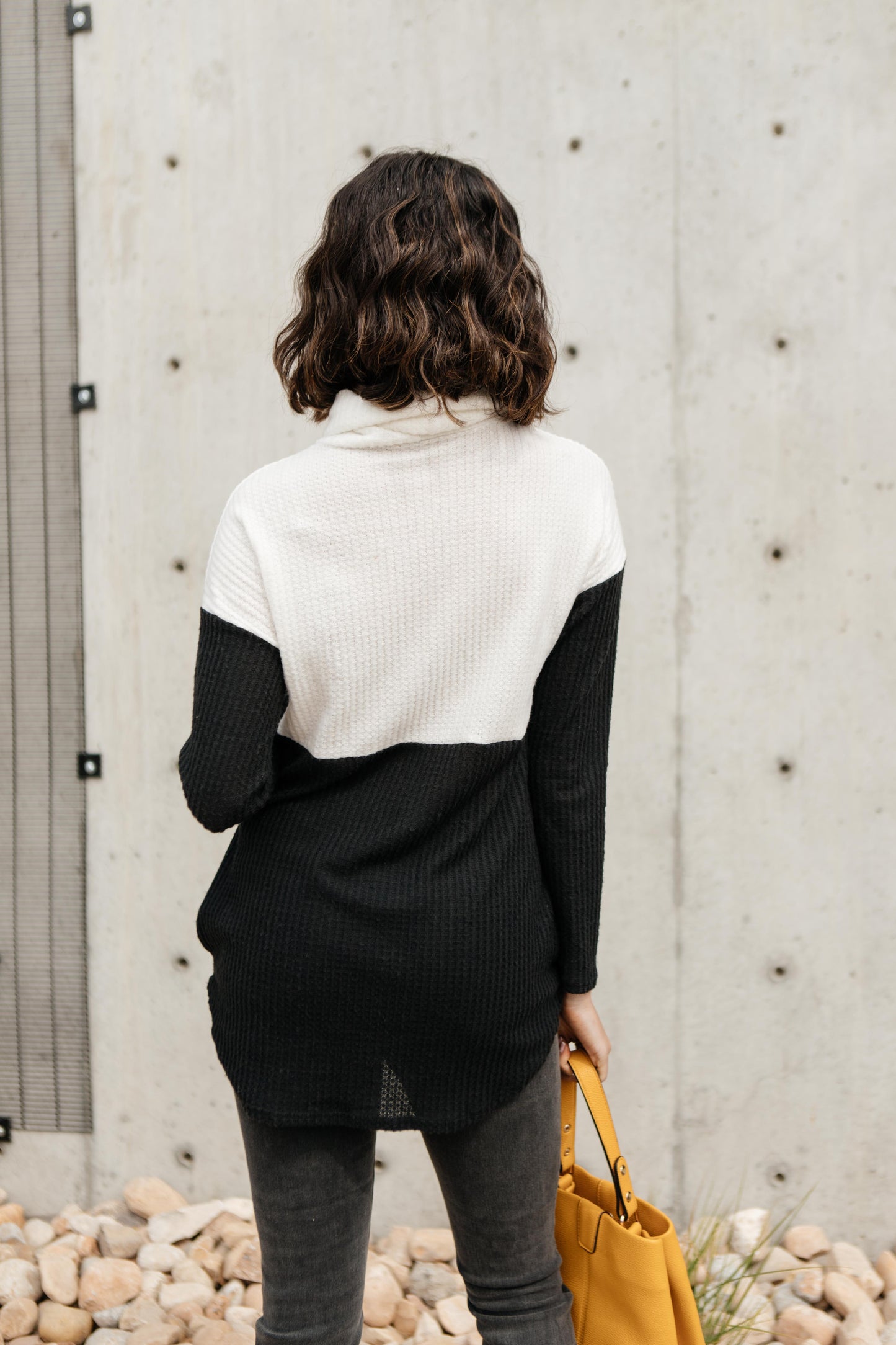 Rise Above Cowl Neck In Black & White