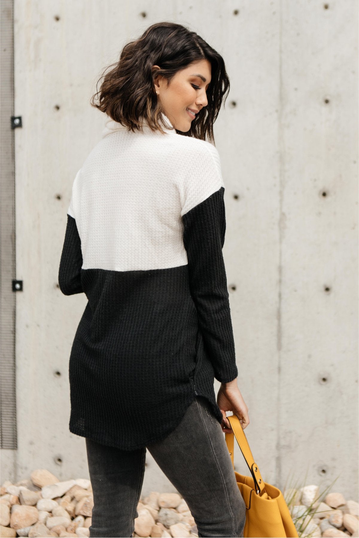Rise Above Cowl Neck In Black & White