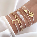 Gold White Bracelet 6 Piece Set