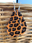 Orange Cheetah Leather Hang Earrings