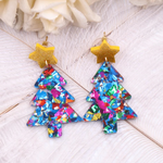 Dazzle Me Christmas Tree Acrylic Earrings