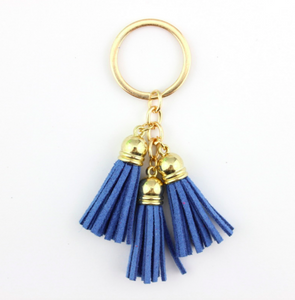 Baby Blue Leather Tassel Key Chains