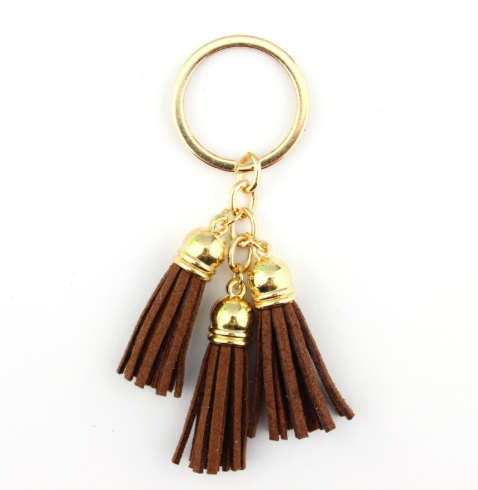 Brown Leather Tassel Key Chains