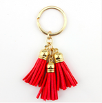 Bright Red Leather Tassel Key Chains
