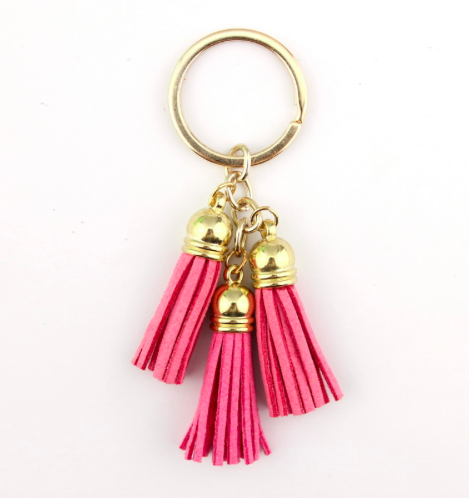 Light Pink Leather Tassel Key Chains