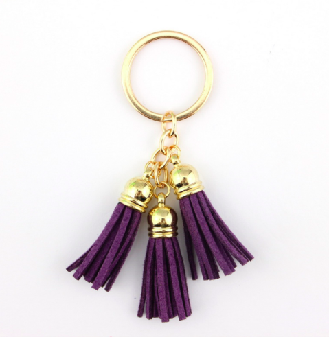 Purple Leather Tassel Key Chains