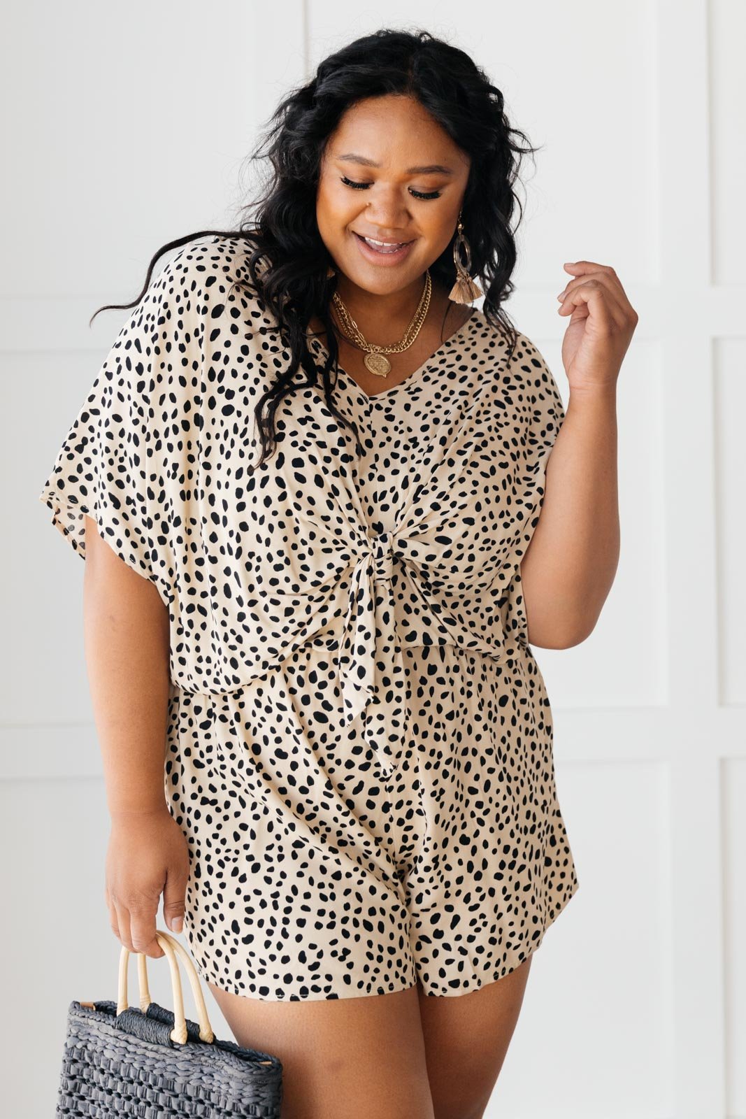 Set 'n' Sassy Romper in Taupe & Black