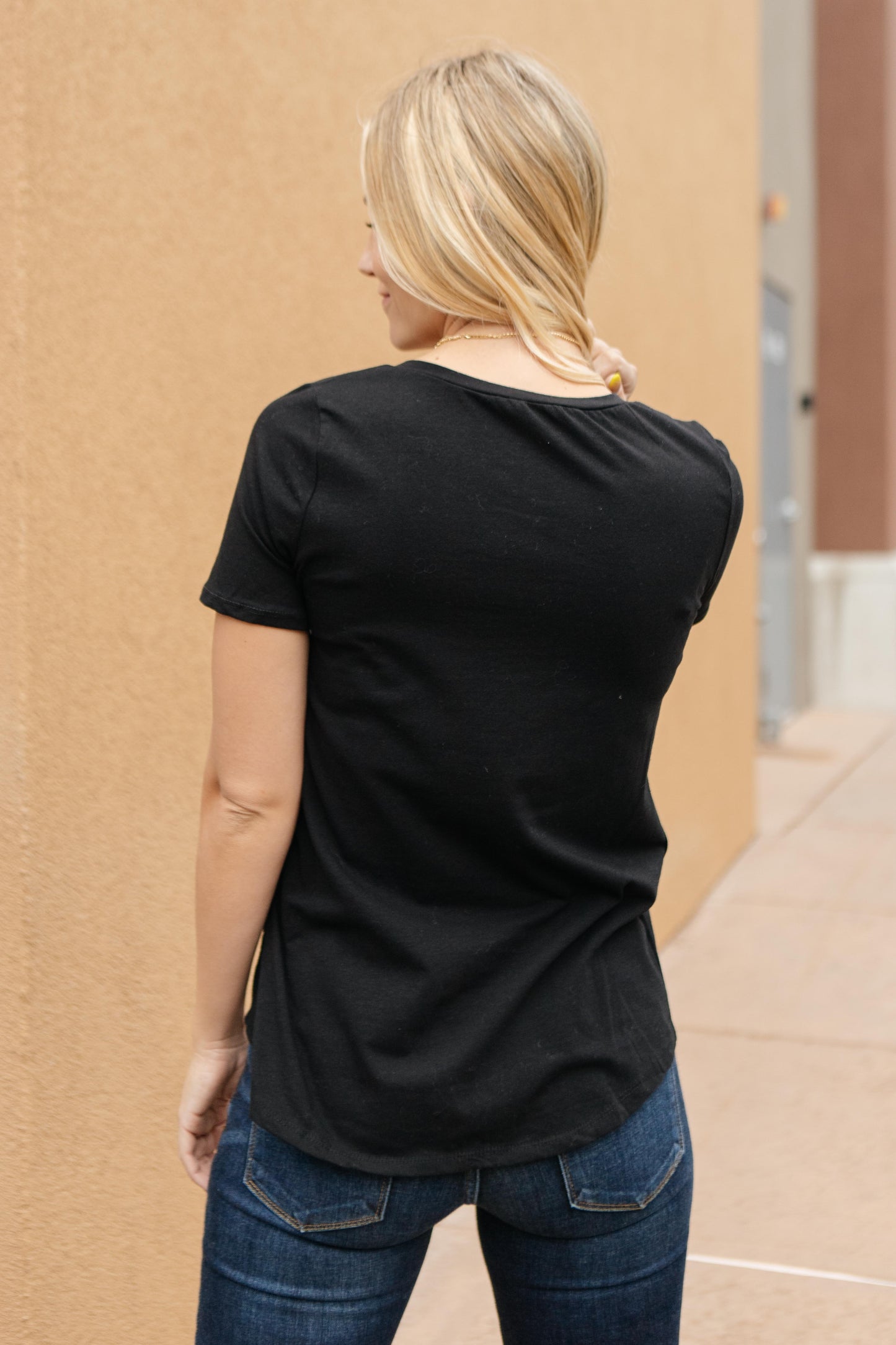 Side Strap Tee in Black