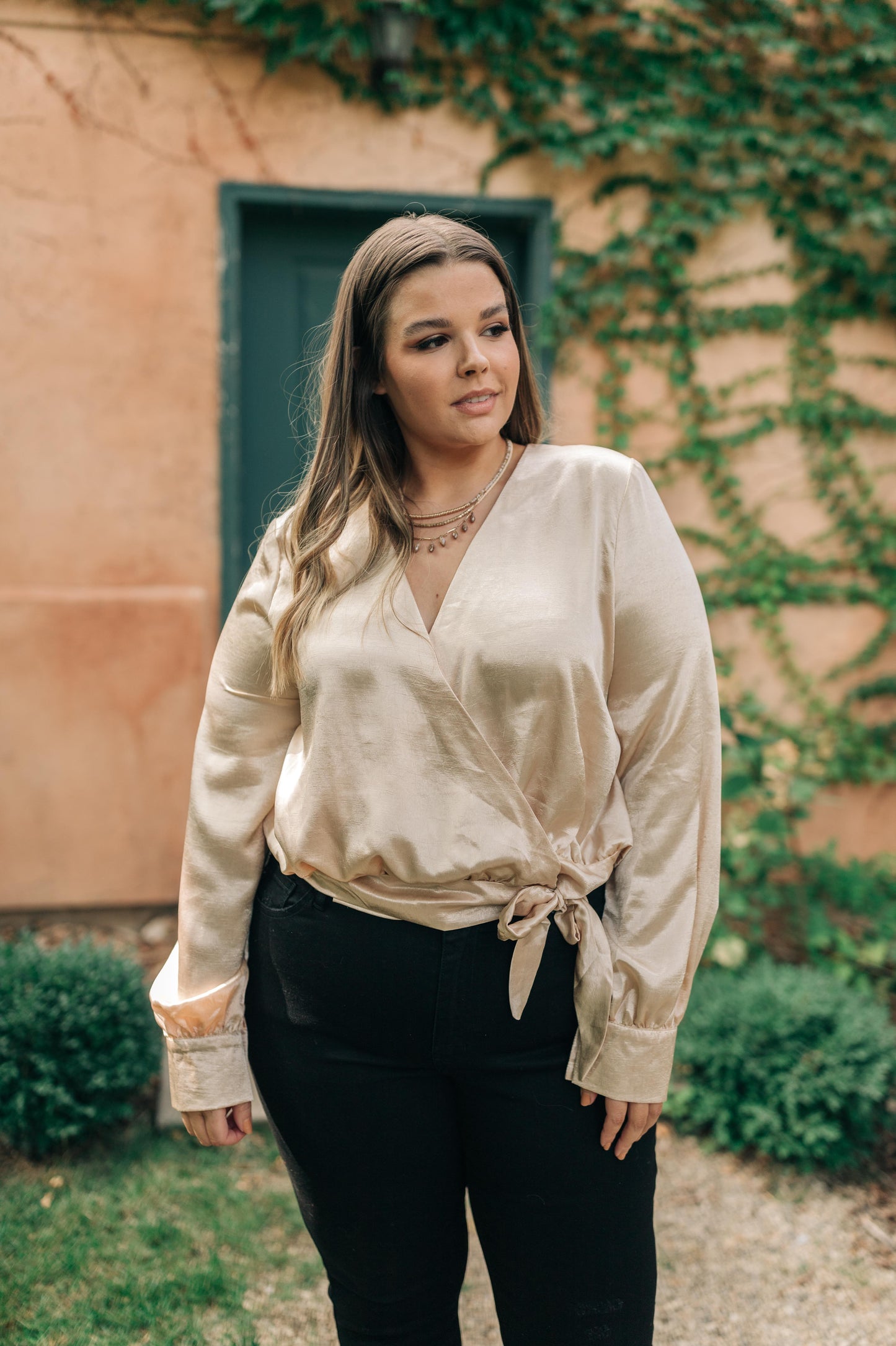 Simple Satin Top in Cream