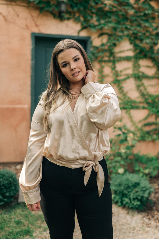 Simple Satin Top in Cream