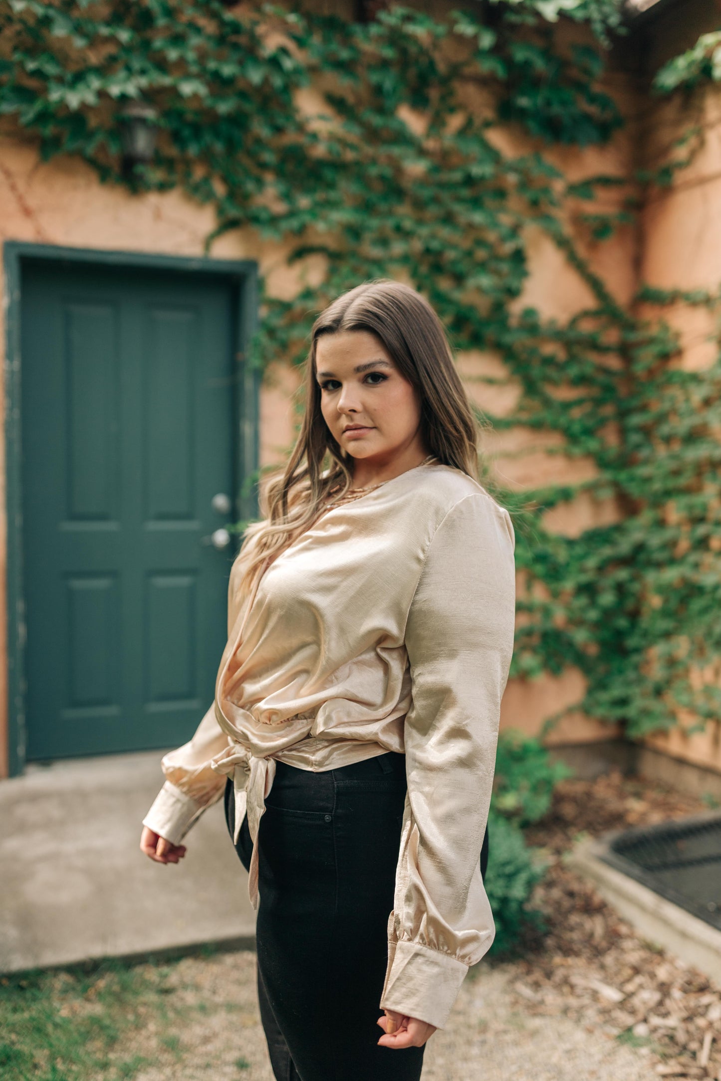 Simple Satin Top in Cream