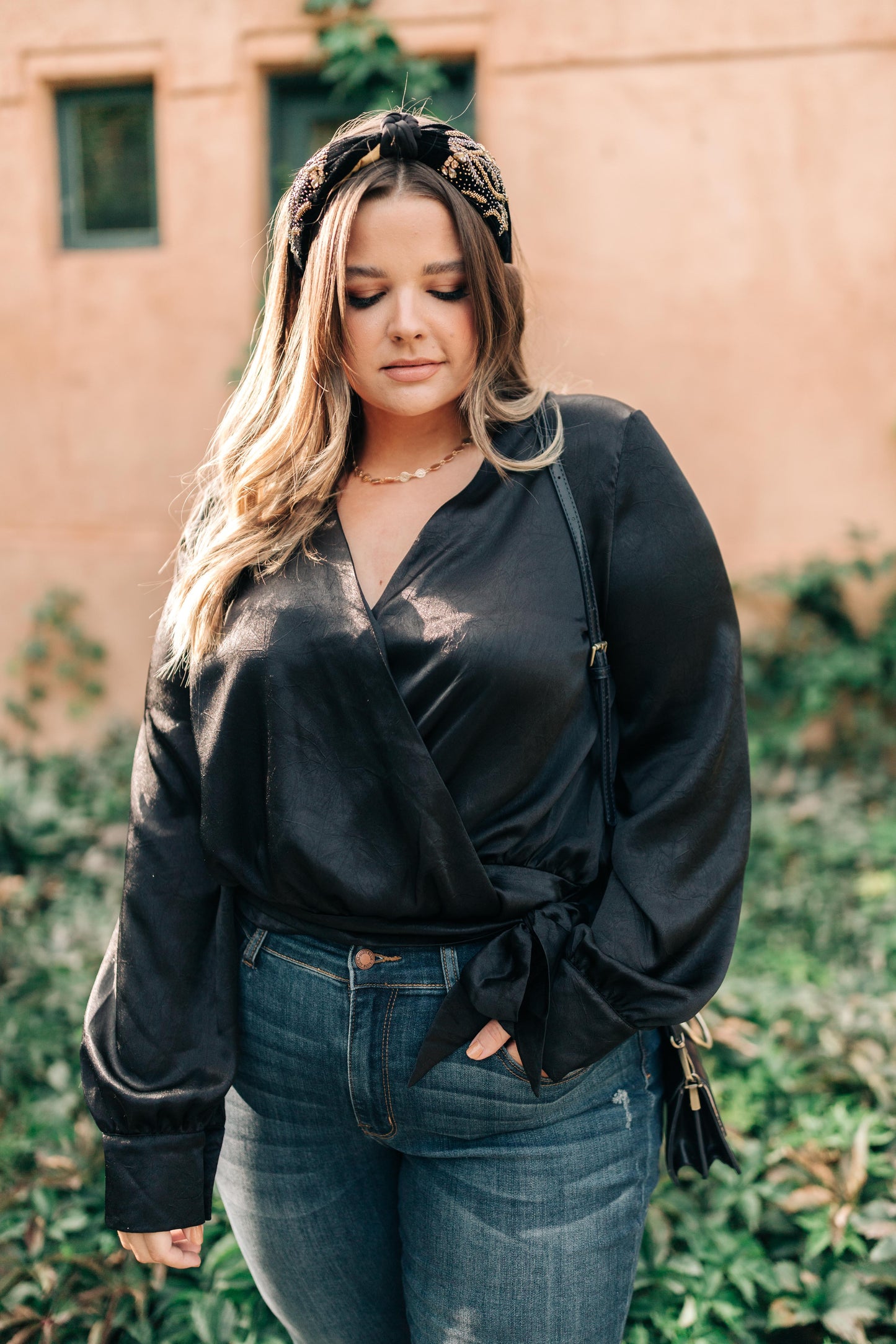 Simple Satin Top in Raven