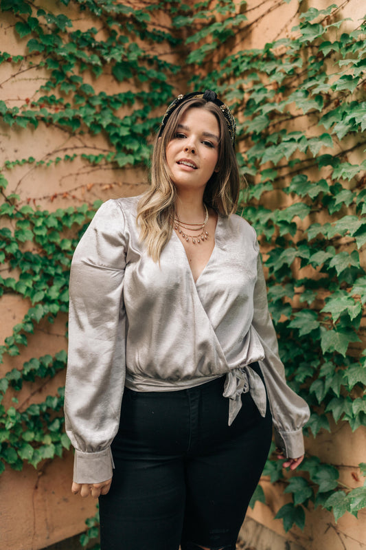 Simple Satin Top in Silver
