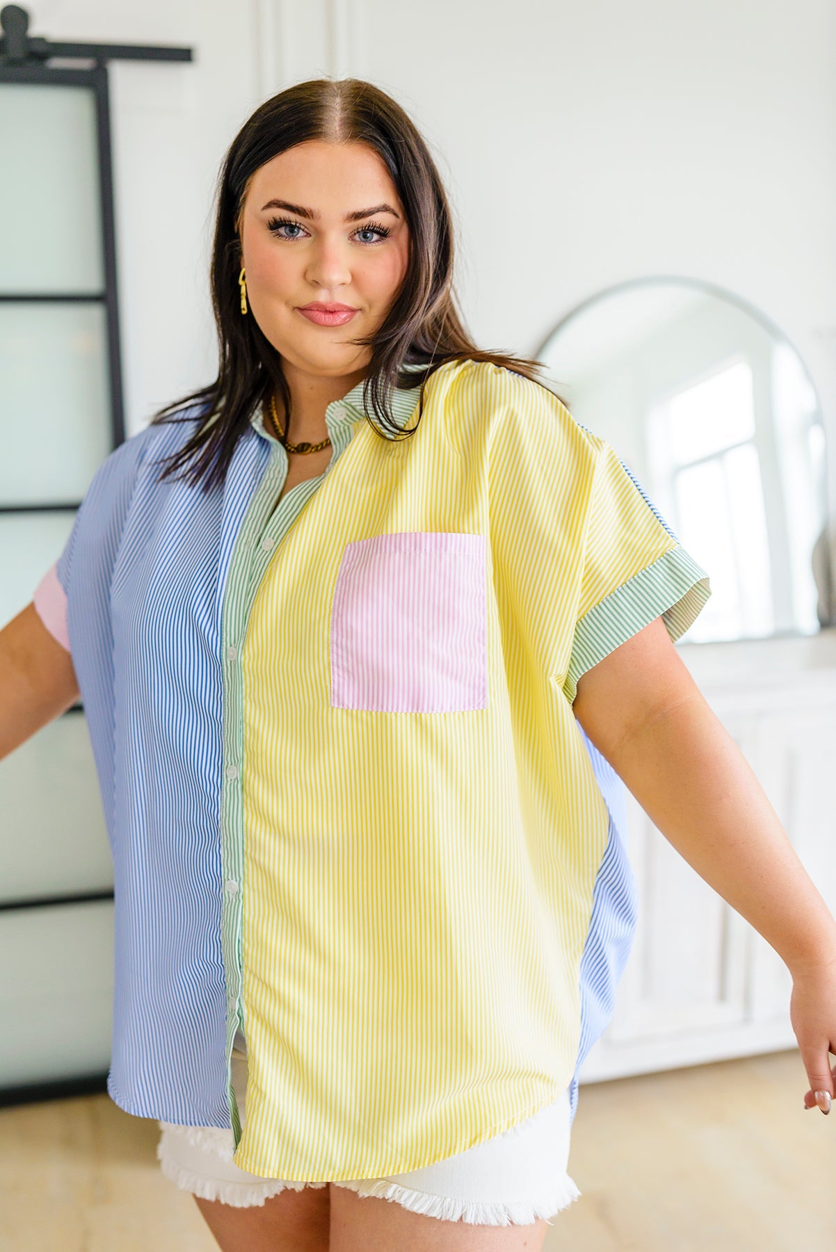 Soft in Stripes Color Block Blouse