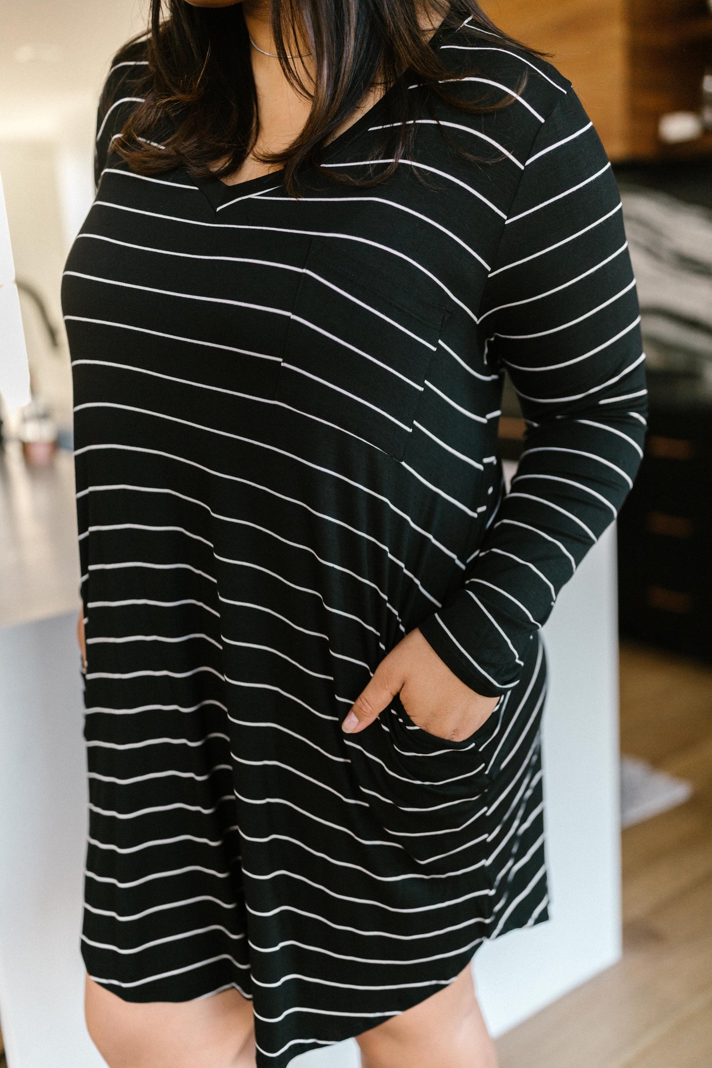 Stripes For Likes Dress in Black