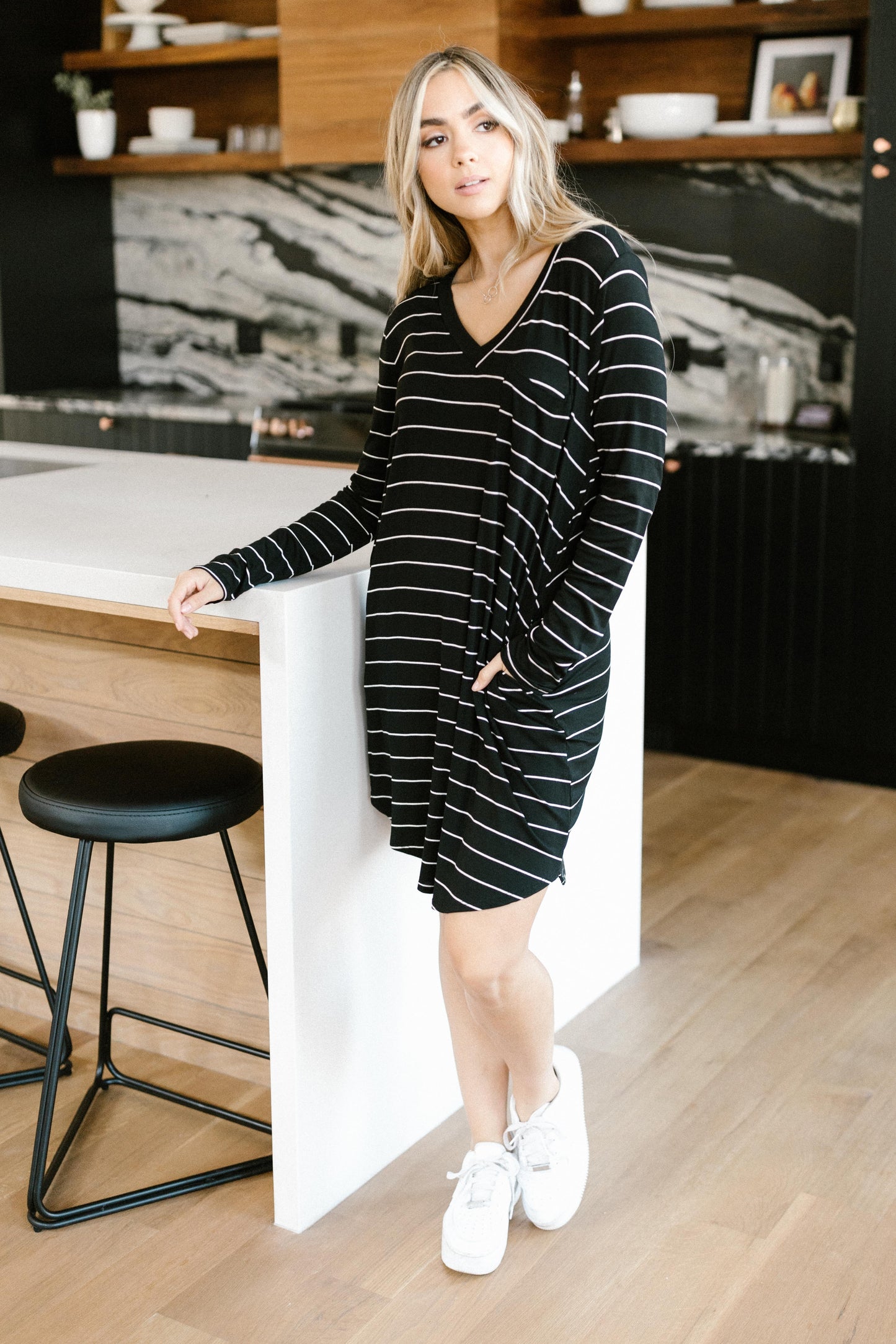 Stripes For Likes Dress in Black