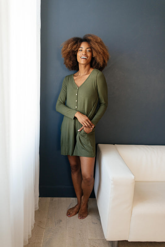 Sweet Dreams Romper in Olive
