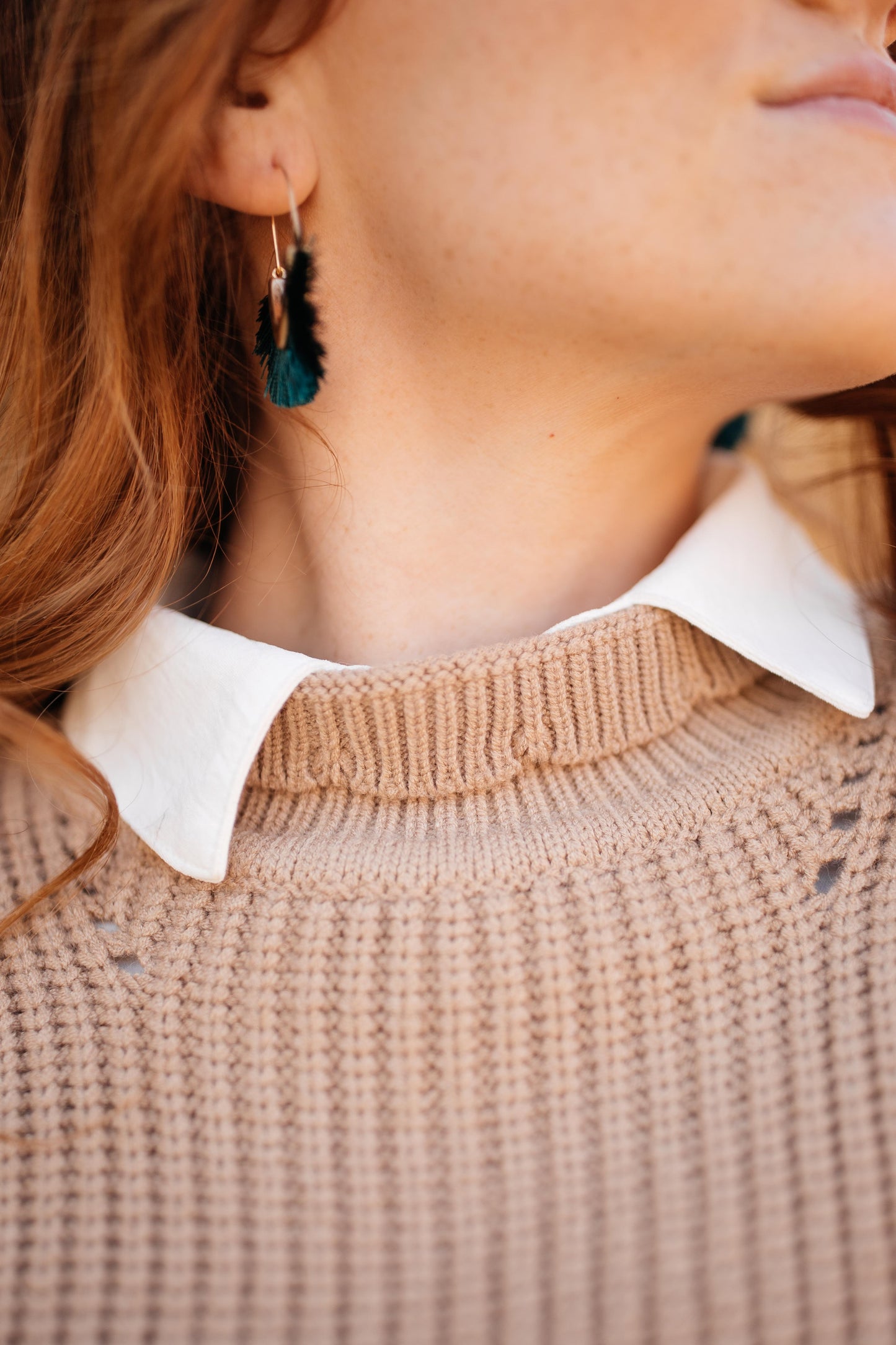 The Clara Turtle Neck Top in Taupe