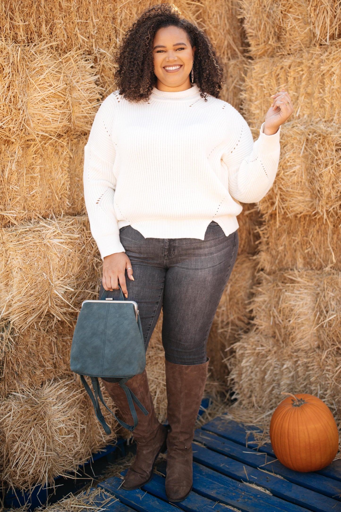 The Clara Turtle Neck Top in White
