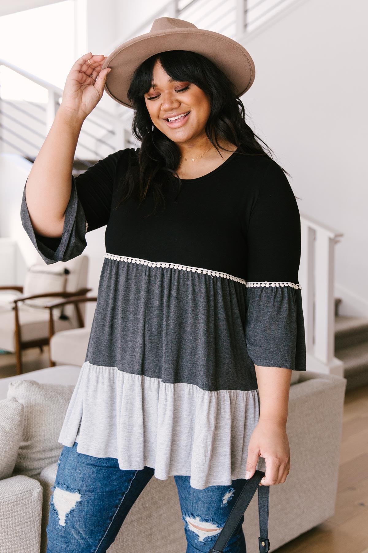 The Fanciful Flowing Top In Black