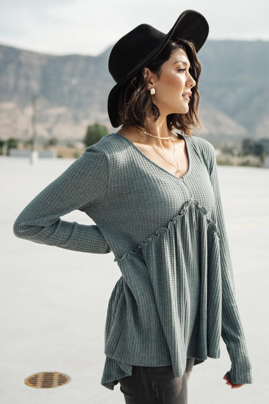 The Right Kind Of Attention Top In Dusty Blue