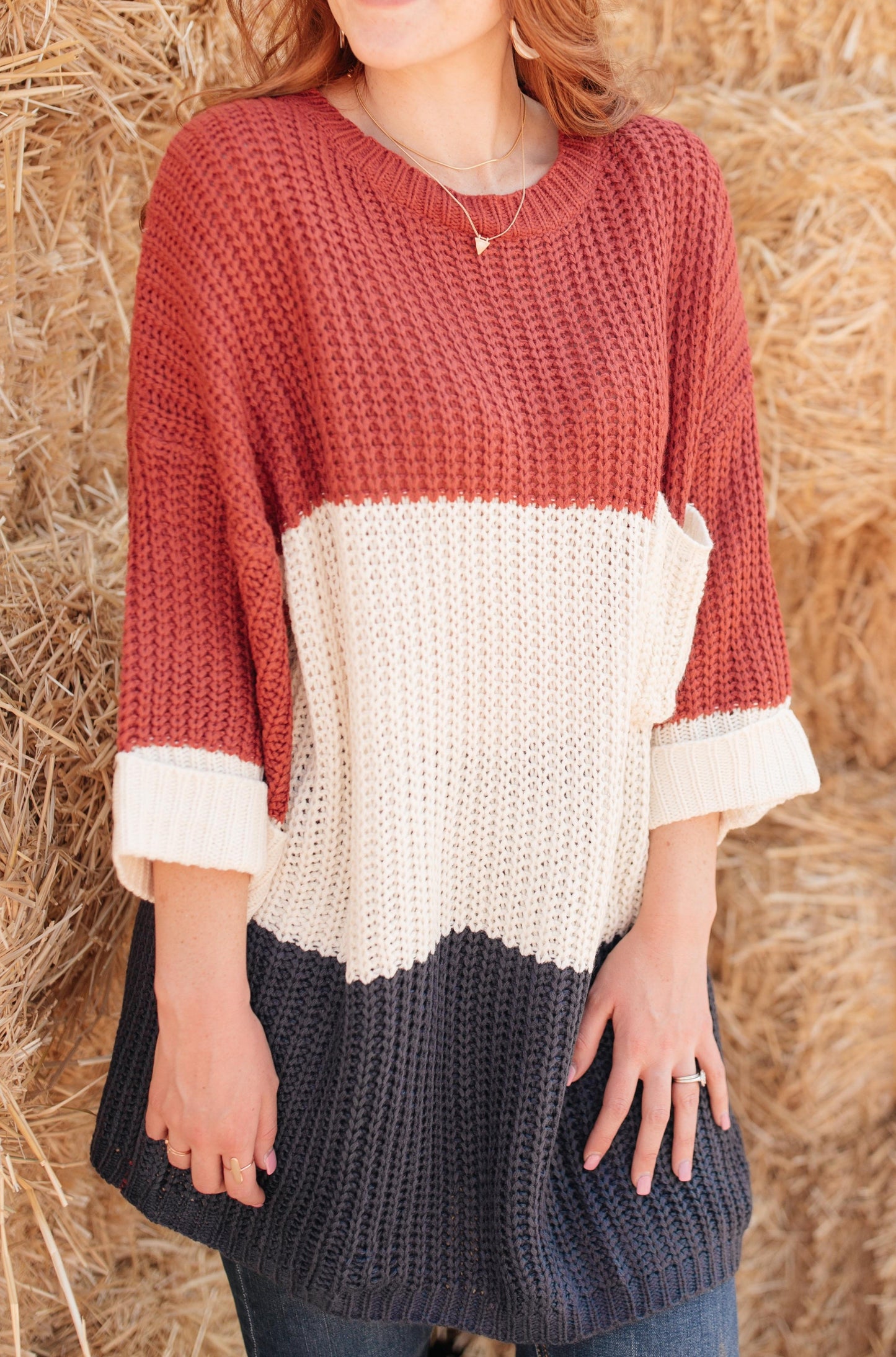 DOORBUSTER Three Times The Color Sweater in Navy Combo