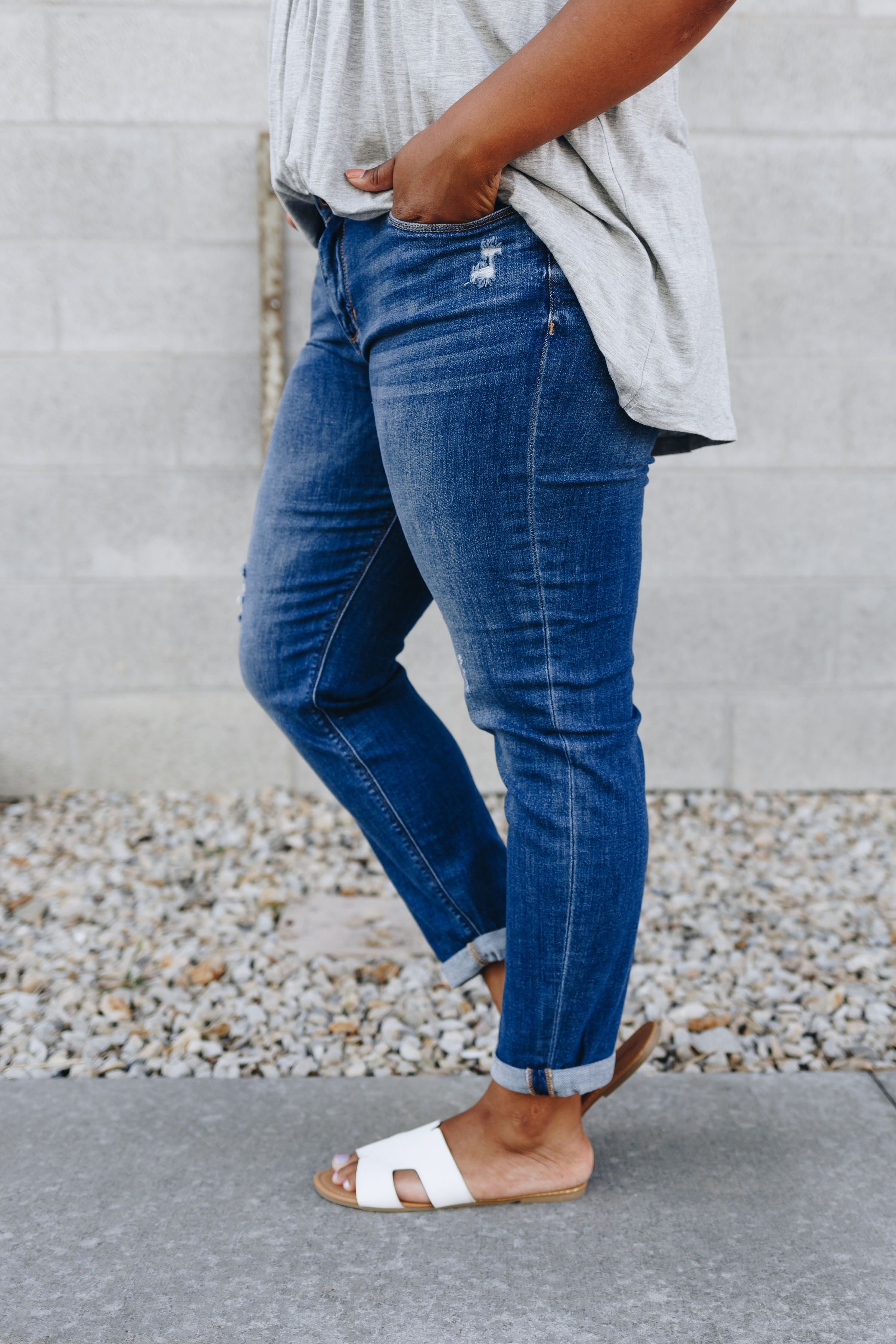 Tomboy High Rise Distressed Skinnies
